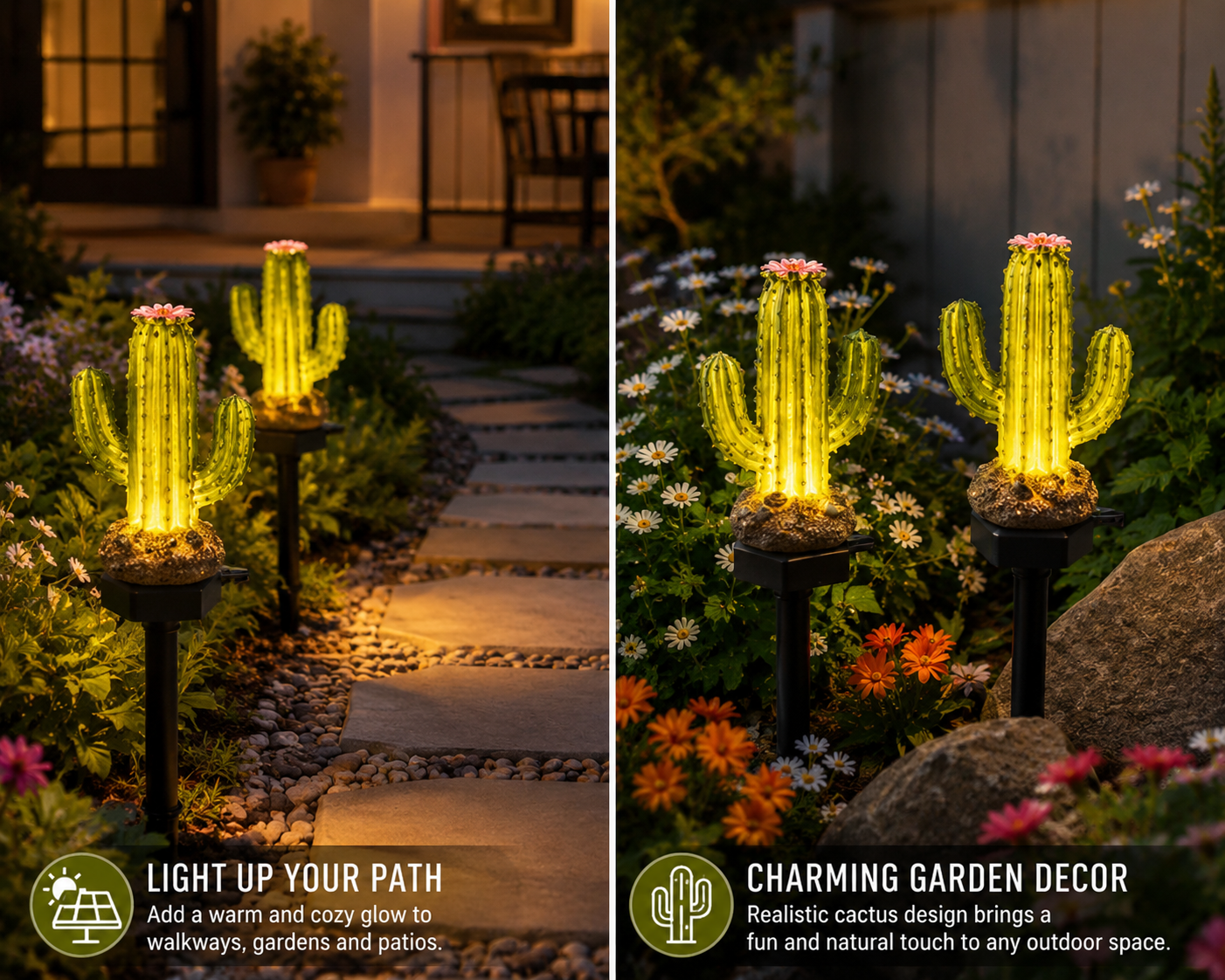 1pcs / Solar Cactus Garden Stake Lights