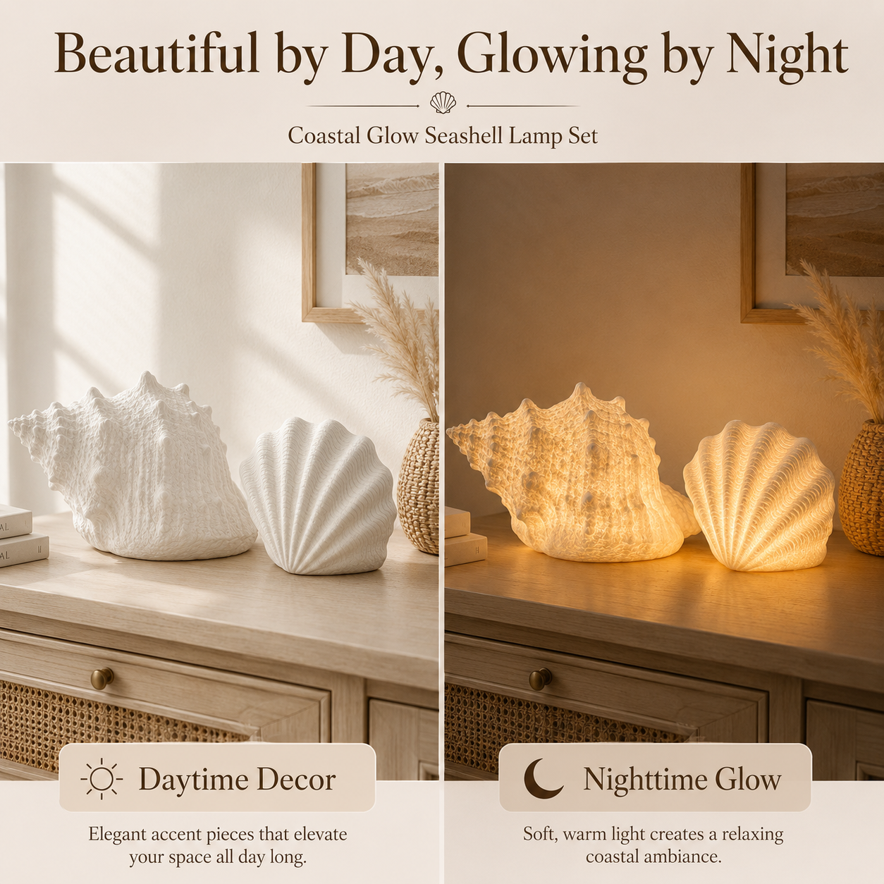 Coastal Glow Seashell Lamp Set