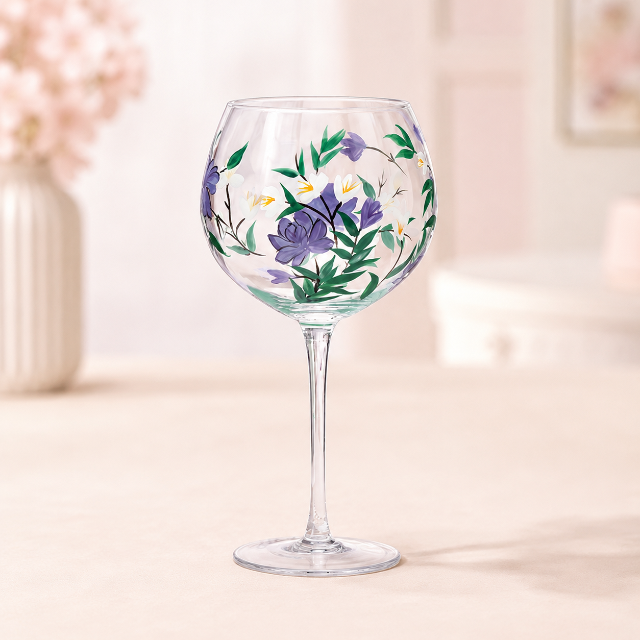 Fresh Floral Butterfly Glassware Gift Set, Hand-Painted Cottage Style
