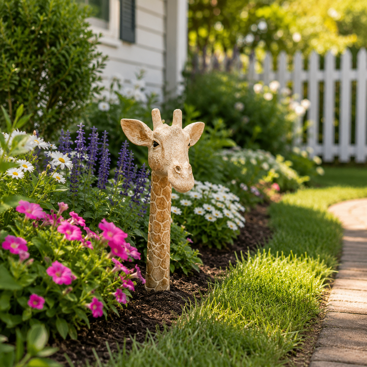 1pcs/Giraffe Garden Stake Decor, Cute Resin Giraffe Head Yard Art Statue