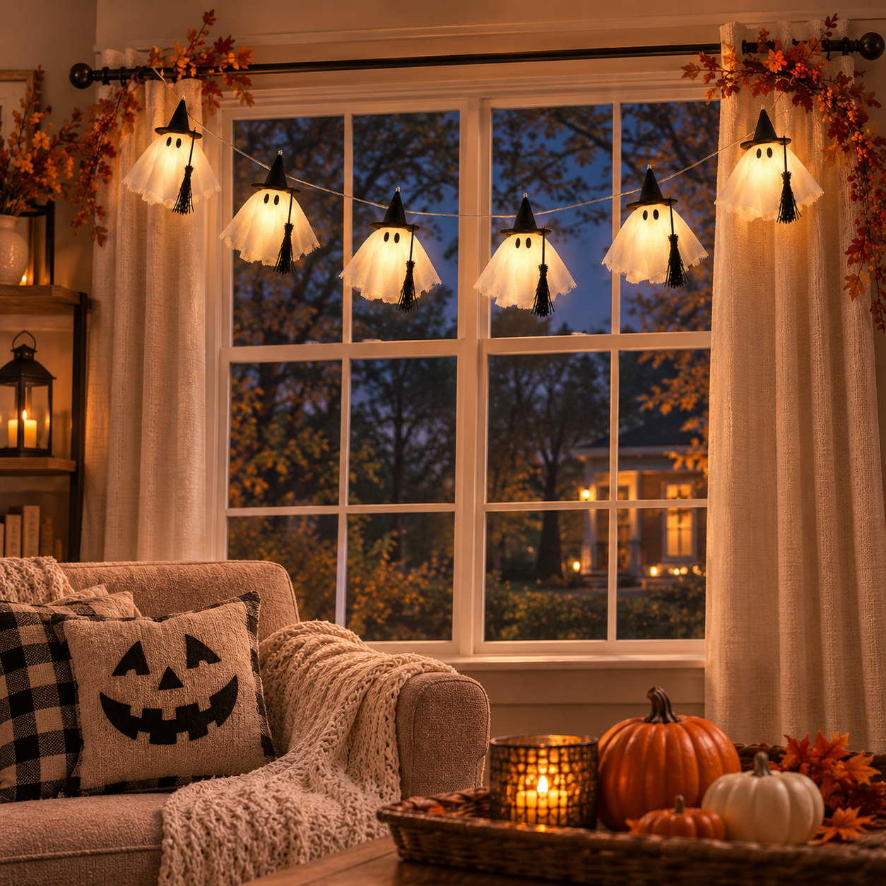 6-Ft Light-Up Witch Ghost Garland with Remote 👻✨