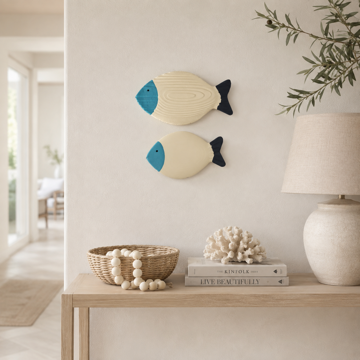 🐟 Coastal Wooden Fish Wall Decor Set
