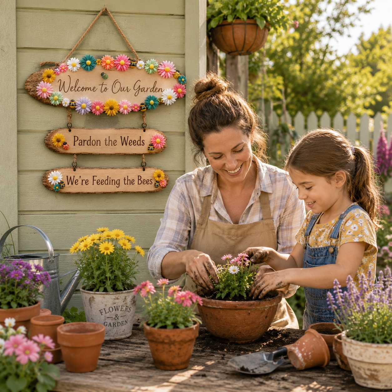 Pardon the Weeds, We’re Feeding the Bees Garden Sign 🐝🌼