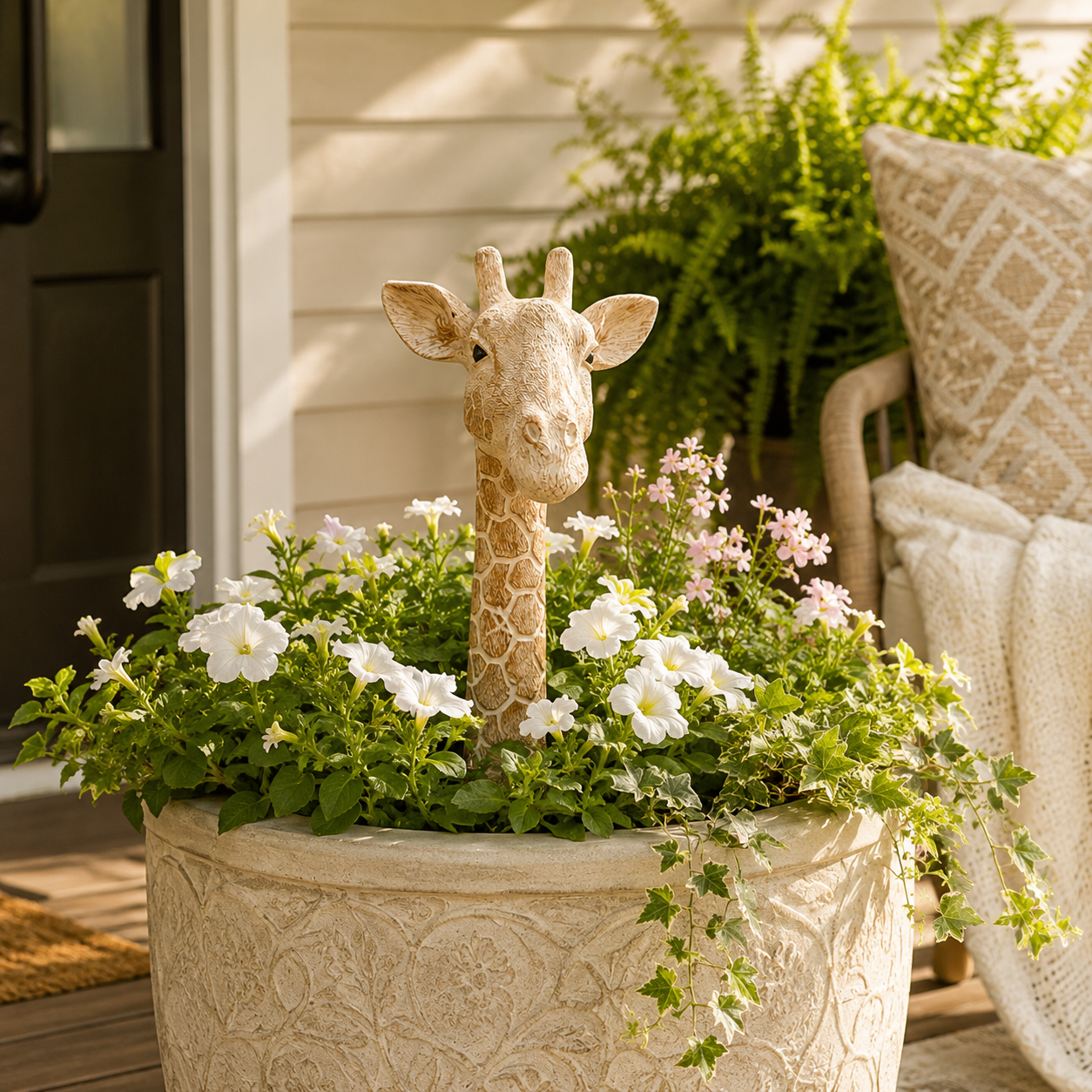 1pcs/Giraffe Garden Stake Decor, Cute Resin Giraffe Head Yard Art Statue