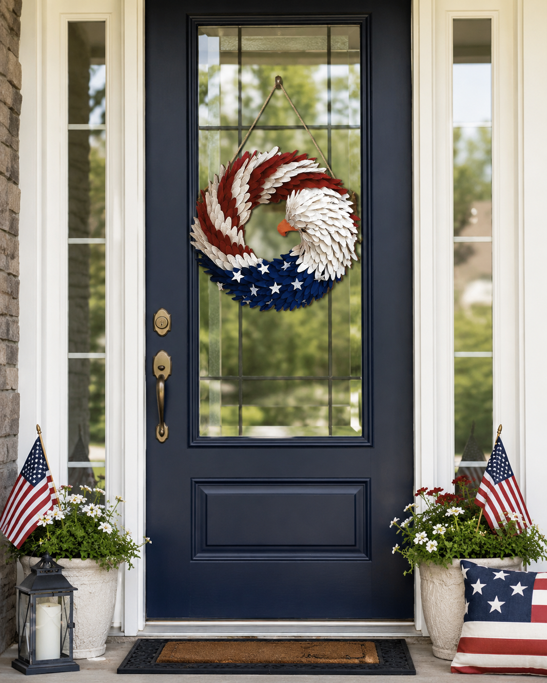 2026 Popular American Independence Day Flag Garland, National Day Holiday Decoration Scene Decoration, Front Door Pendant Props, National Flag Ribbon Styles, Yard Can Be Hung, Door Celebration Plaque, 