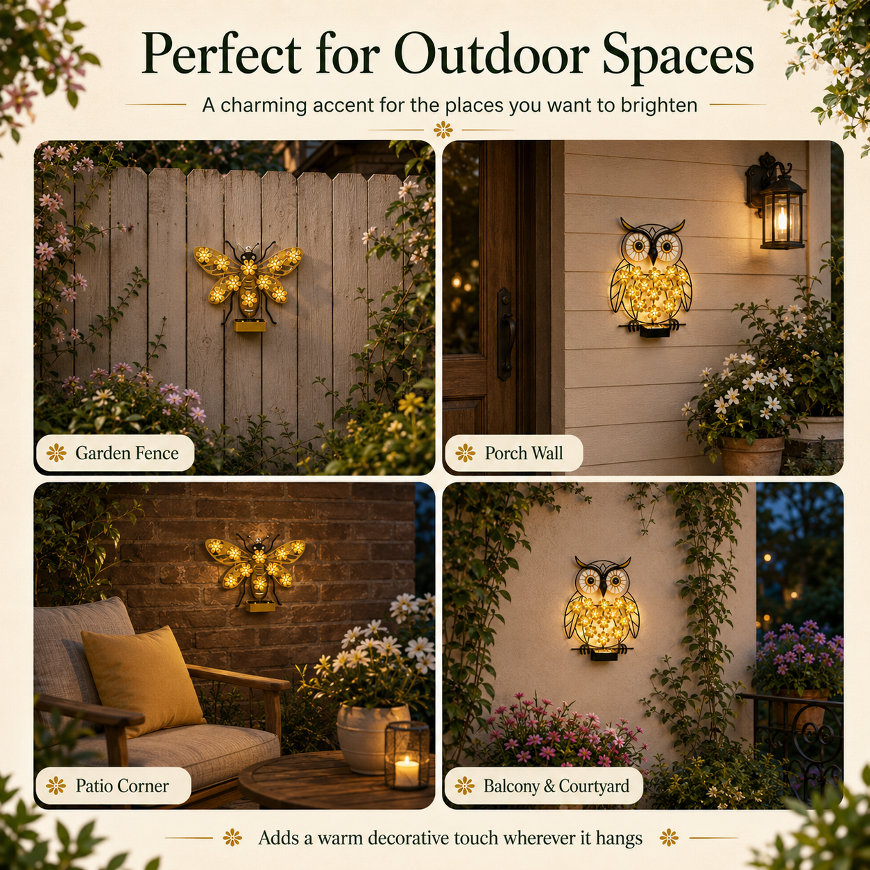 Solar Bloom Metal Garden Wall Light 🌞🌼