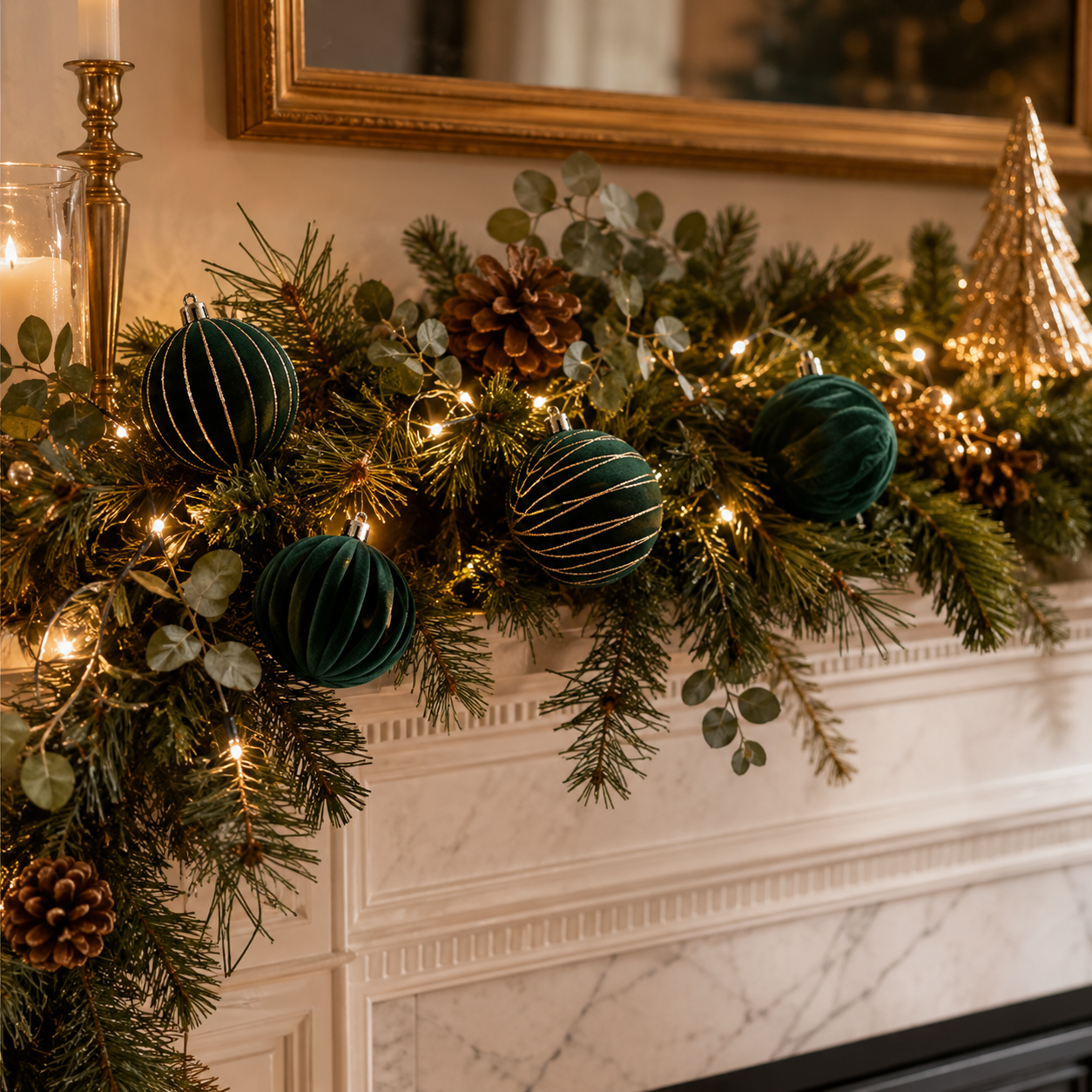 Luxe Velvet Christmas Ornaments – 6-Piece Holiday Bauble Set