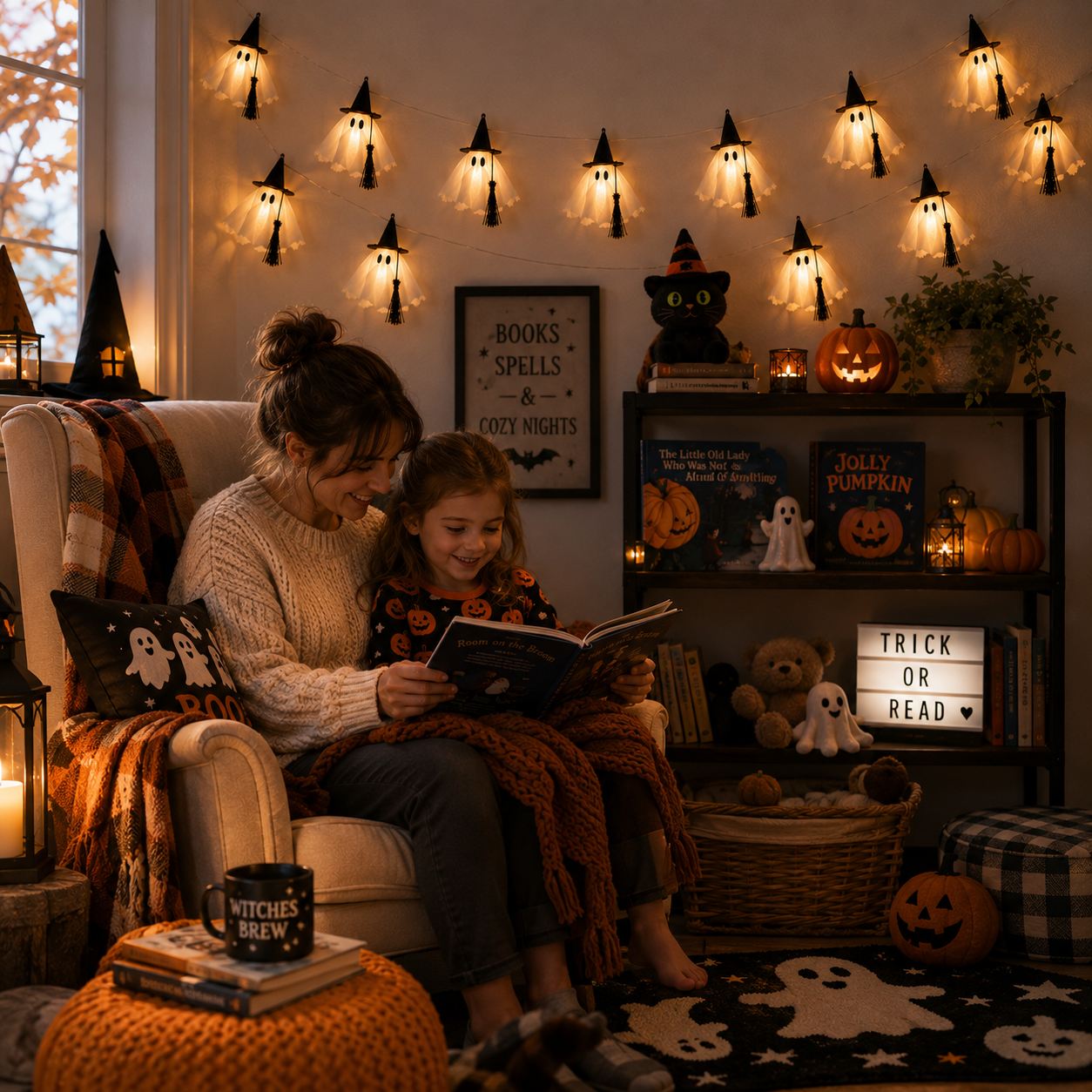 6-Ft Light-Up Witch Ghost Garland with Remote 👻✨