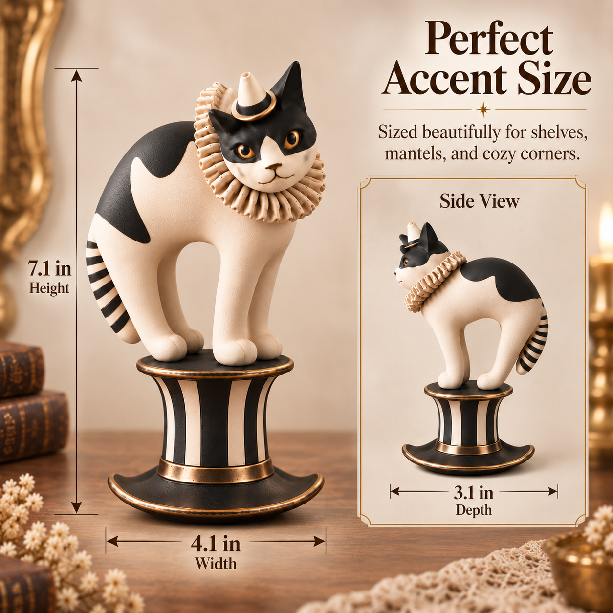 Vintage Magician Cat Figurine