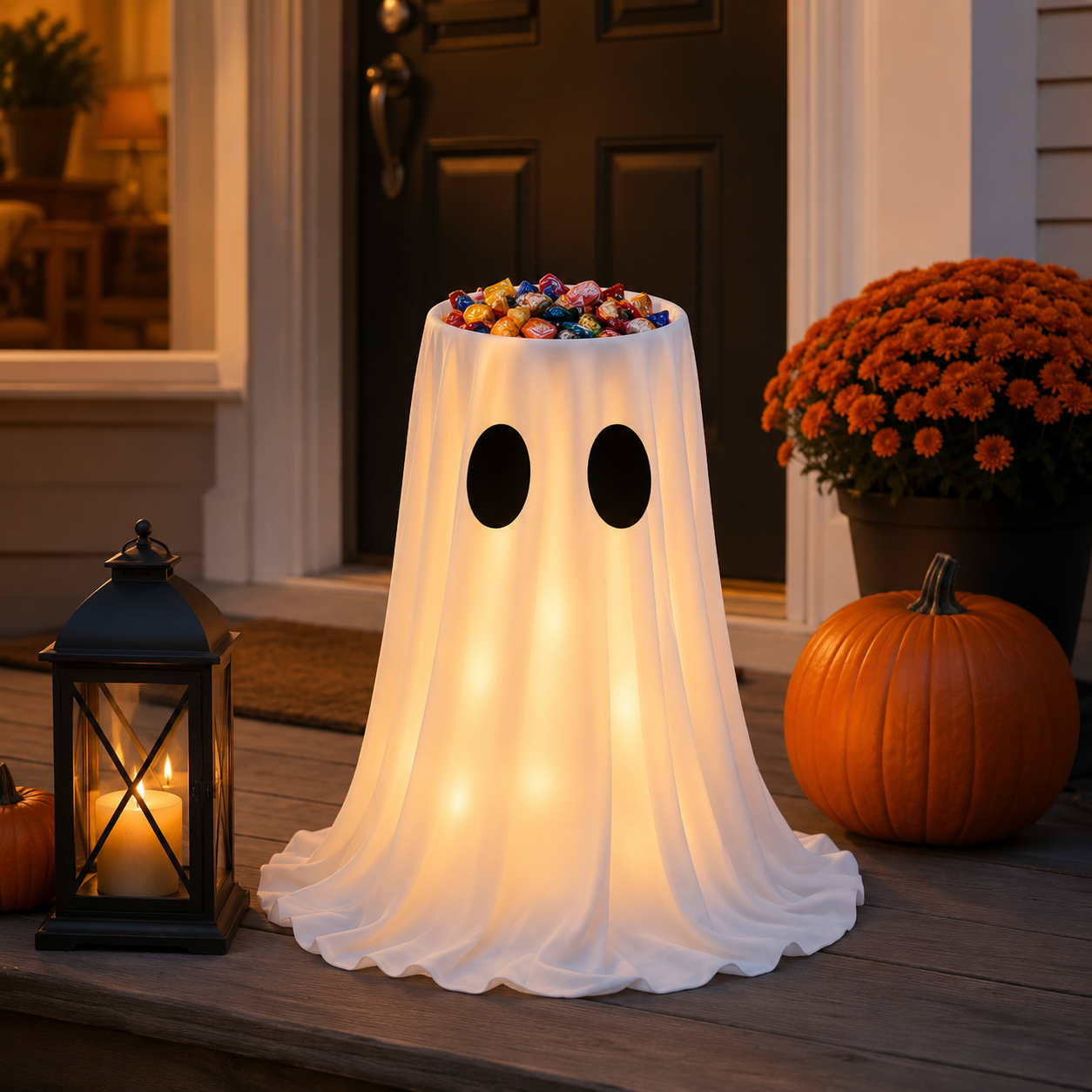 Adjustable Light-Up Ghost Candy Bowl with Remote 👻