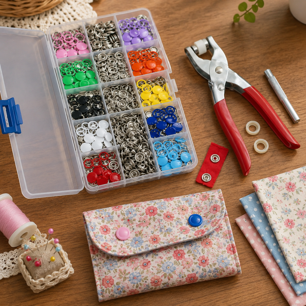 Colorful Snap Button Fastener Kit with Pliers