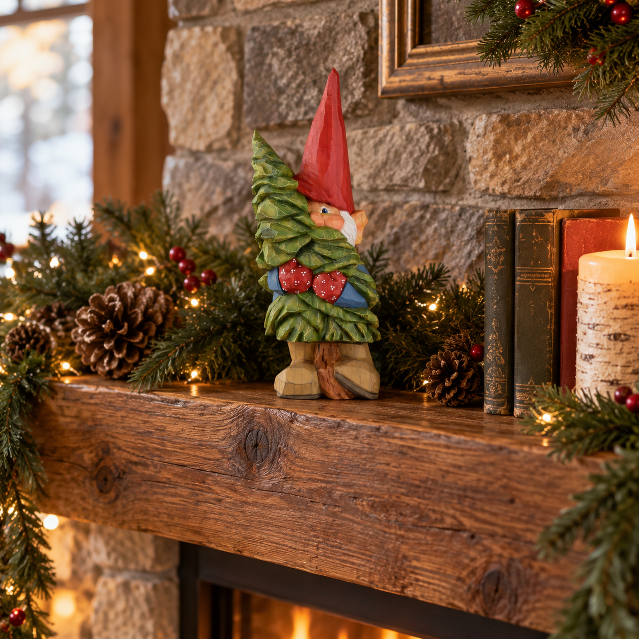 Rustic Woodland Christmas Gnome Figurine