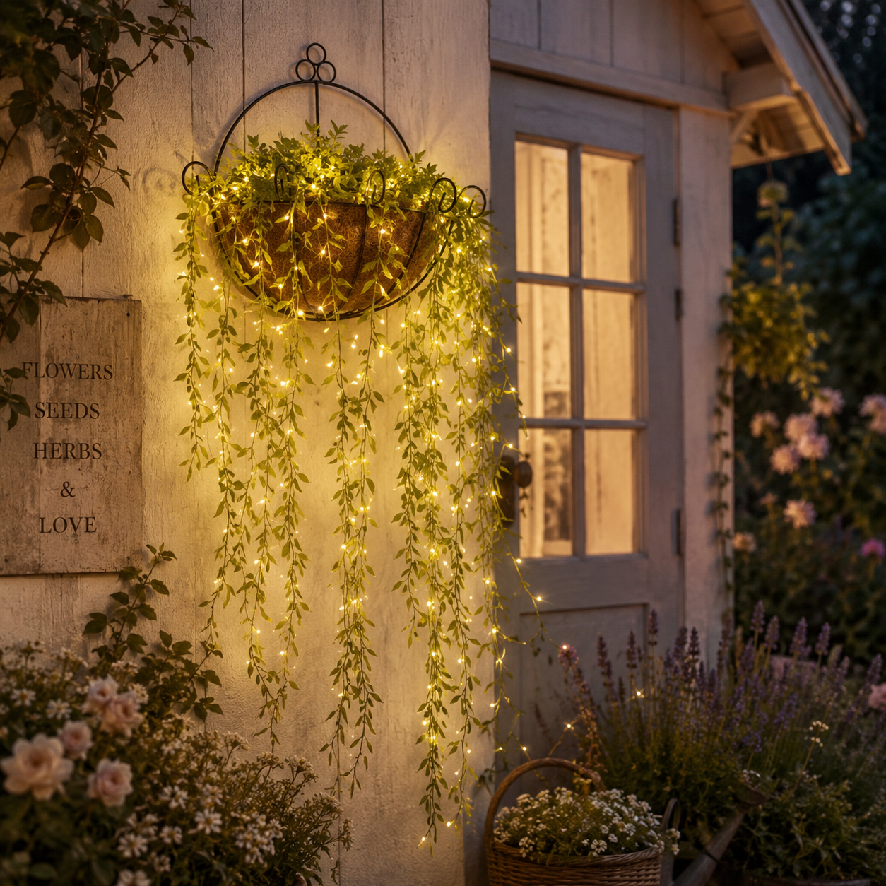 Cascading Willow Glow Hanging Basket
