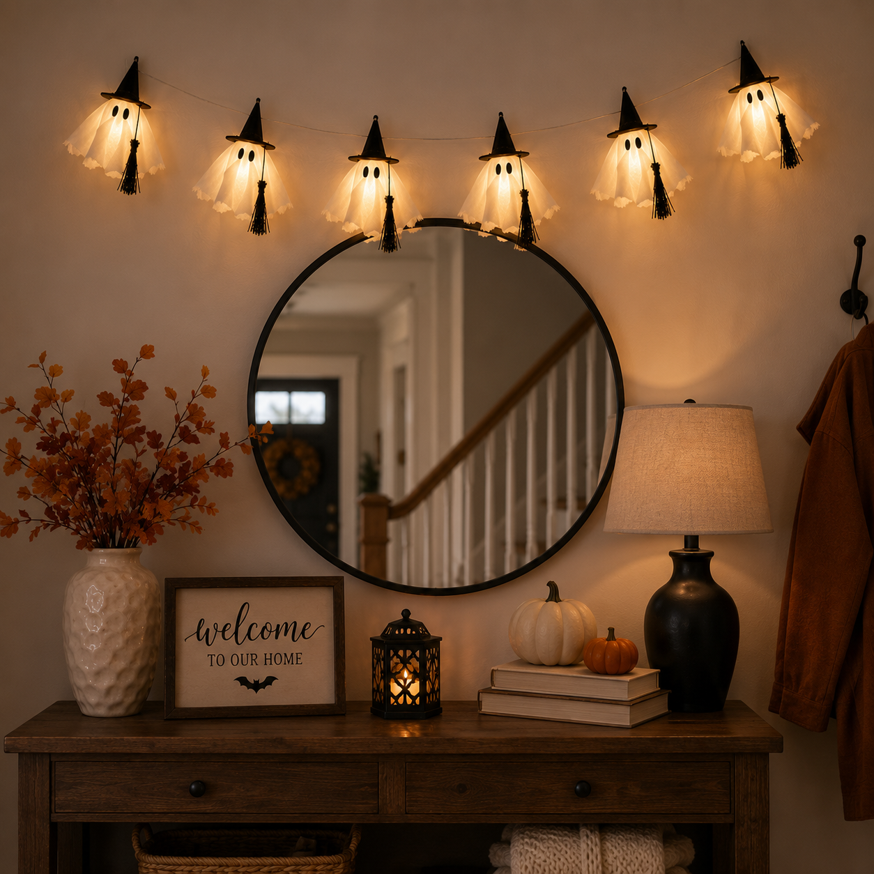 6-Ft Light-Up Witch Ghost Garland with Remote 👻✨