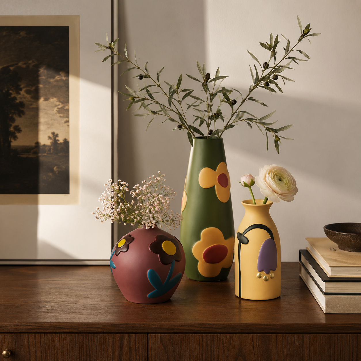 Retro Bloom Sculpted Resin Vase Collection