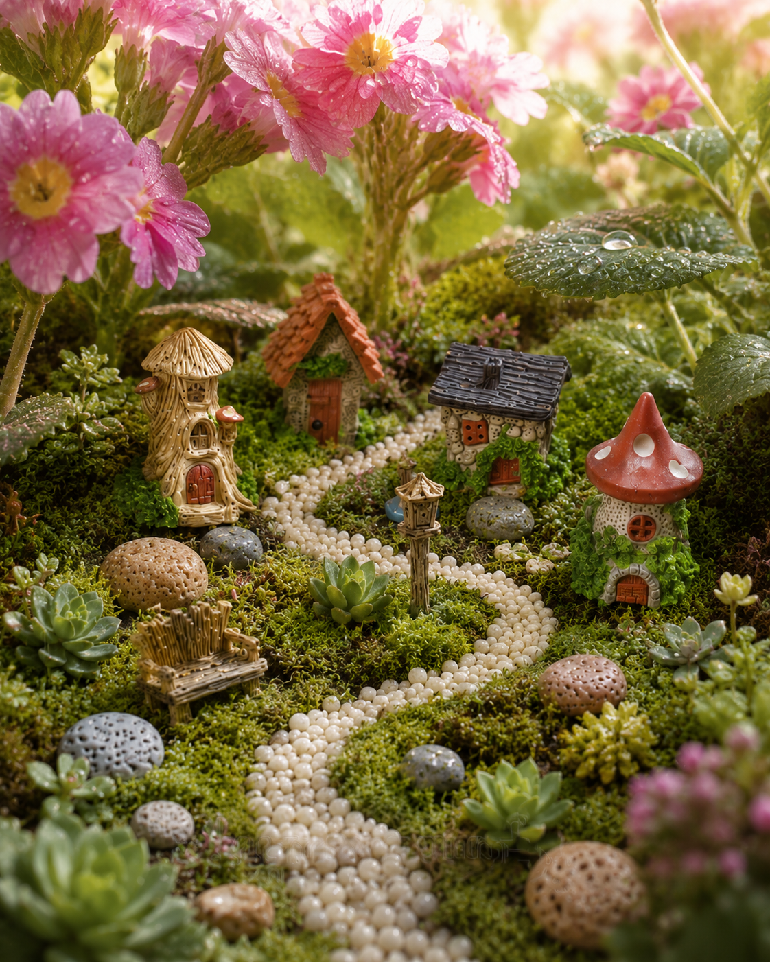 🌿 14-Piece Mini Fairy Garden Kit – Miniature Village Decor for Plant Pots, Terrariums & Backyard Micro Landscapes