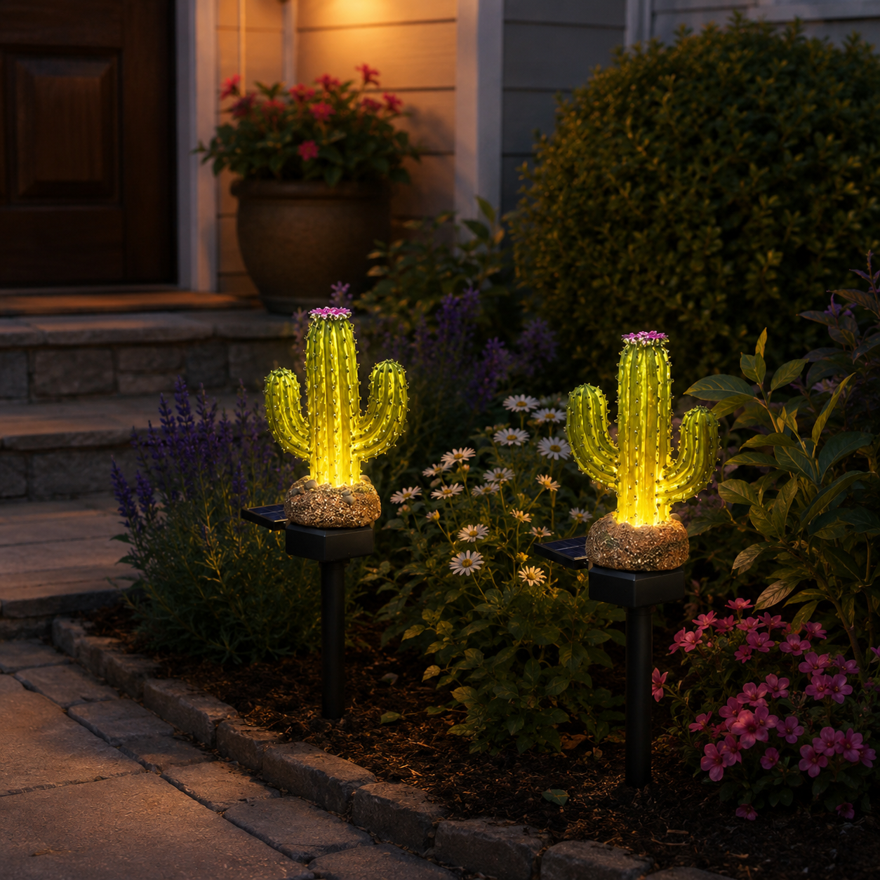 1pcs / Solar Cactus Garden Stake Lights