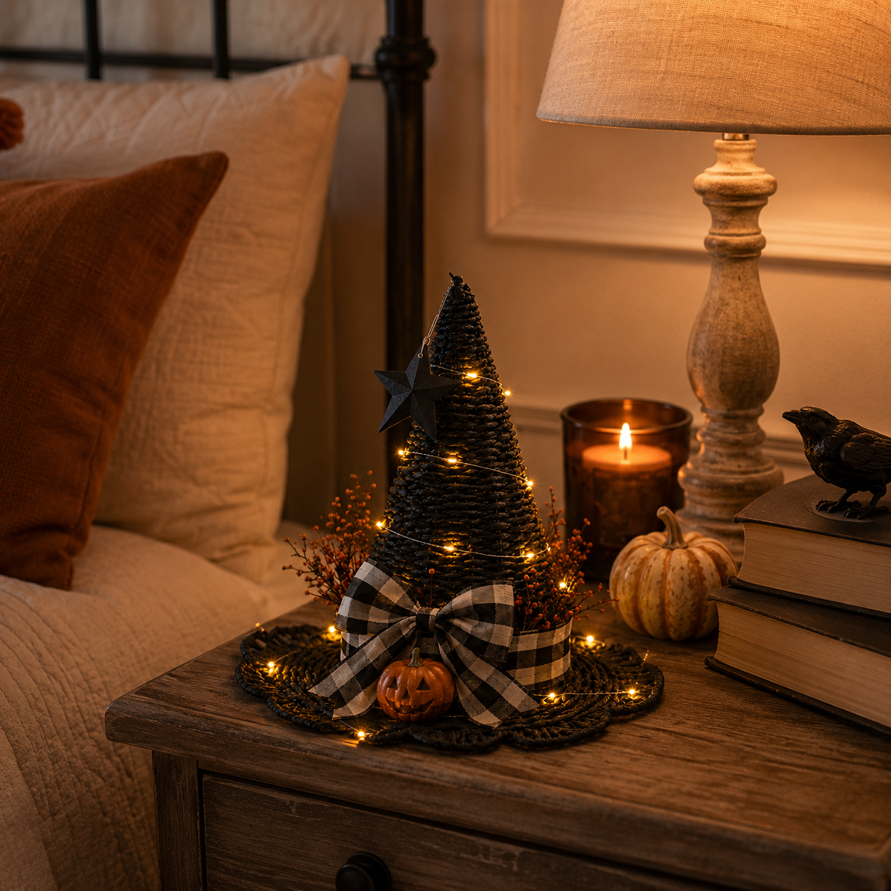 Lighted Woven Witch Hat Decor ✨