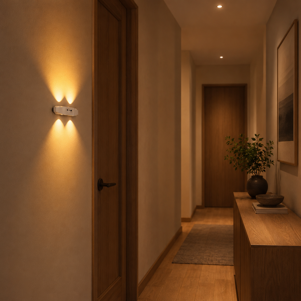 Rechargeable Motion Sensor Wall Light, 3-Color Changing LED Wall Sconce, USB-C Rechargeable Indoor Night Light, Hill-Shaped Light Effect Decorative Wall Lamp for Bedroom, Hallway, Stairway, Living Room