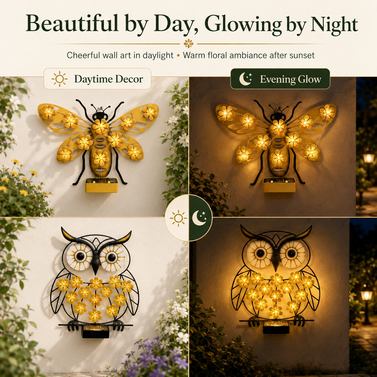Solar Bloom Metal Garden Wall Light 🌞🌼