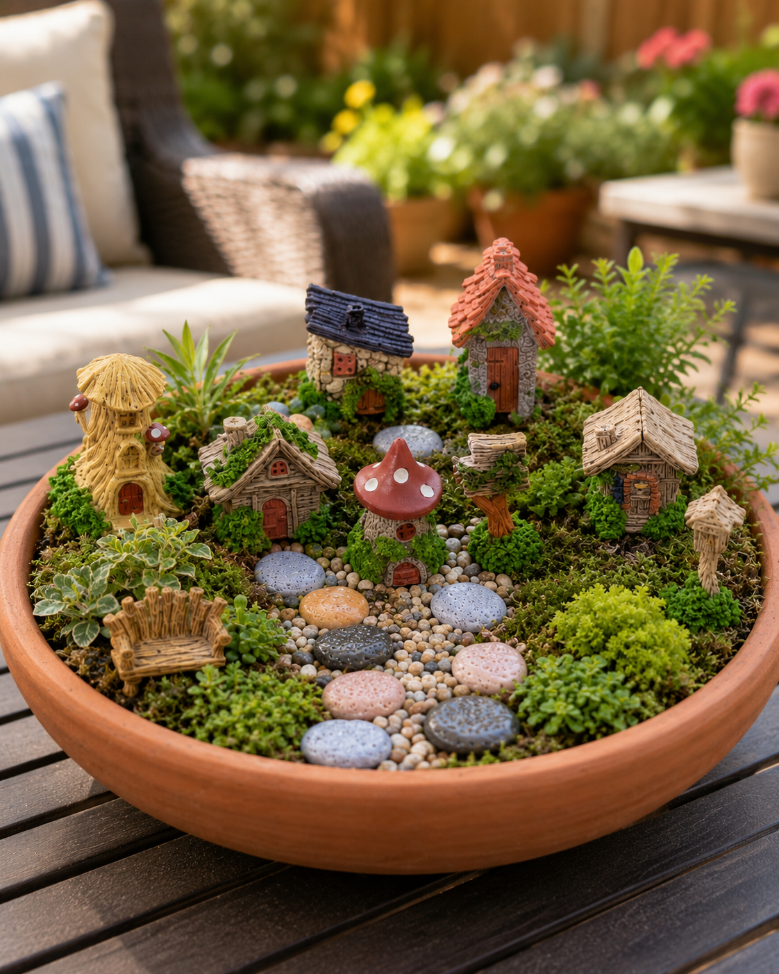 🌿 14-Piece Mini Fairy Garden Kit – Miniature Village Decor for Plant Pots, Terrariums & Backyard Micro Landscapes