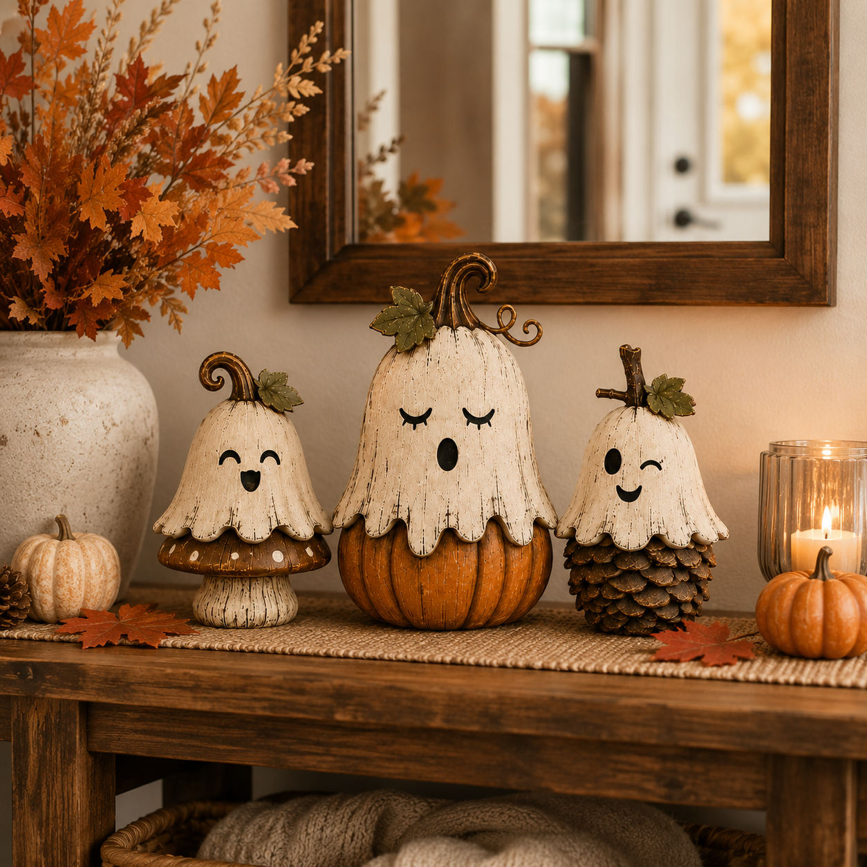 Vintage Ghost Pumpkin Collection - set of 3