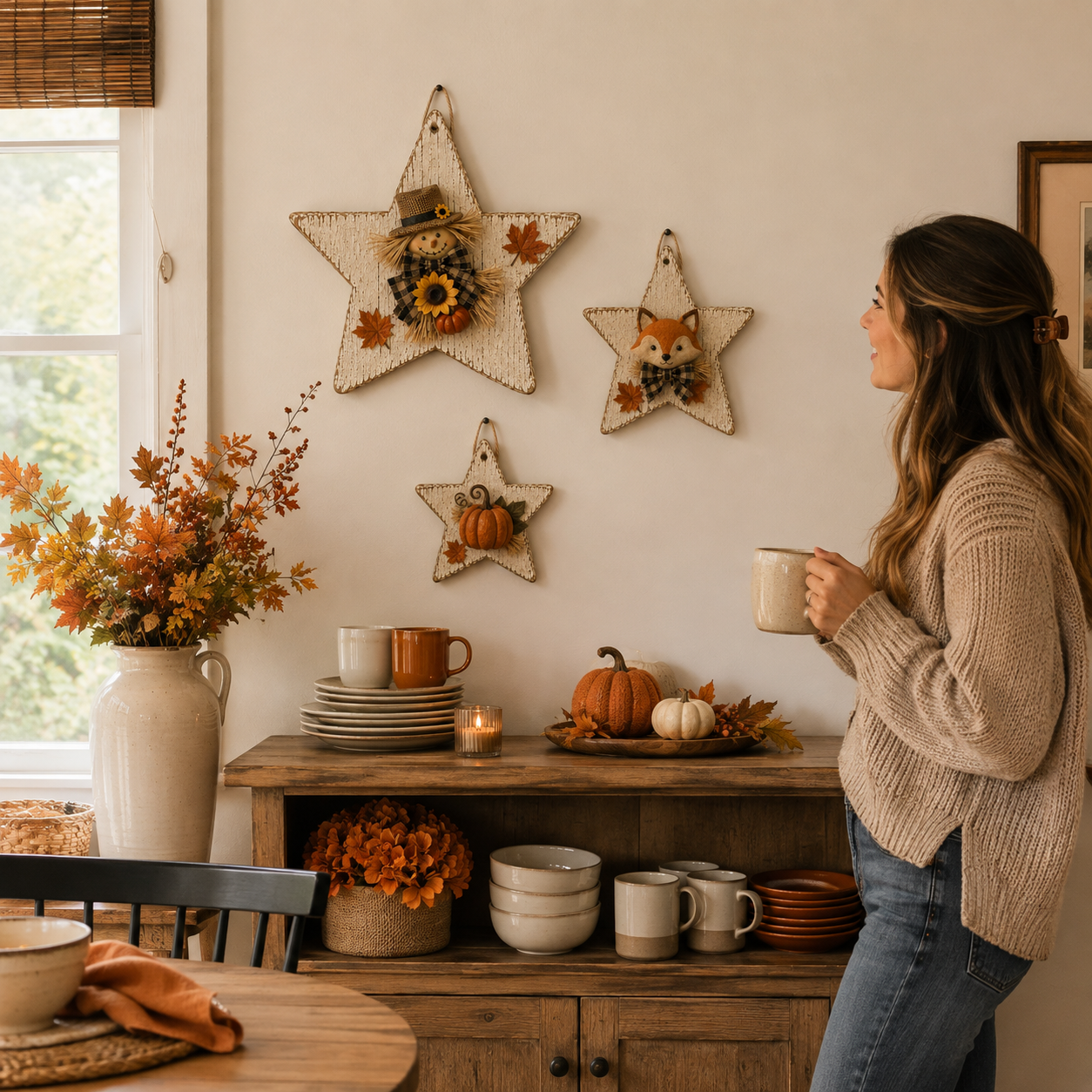 Rustic Seasonal Star Wall Decor Set – 3-Piece