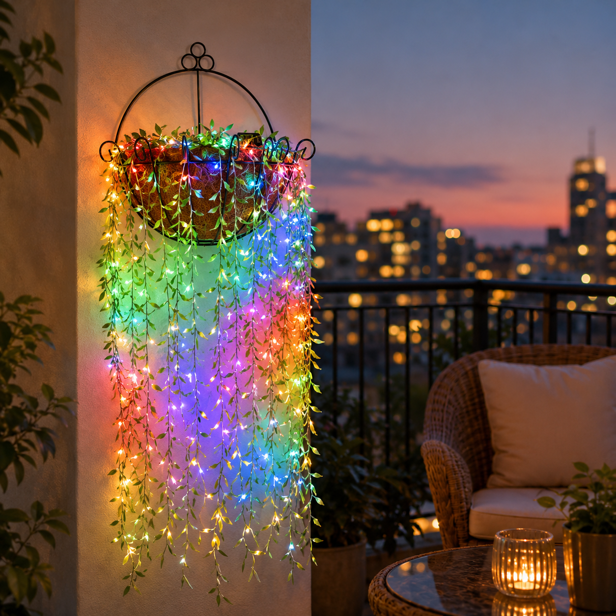 Cascading Willow Glow Hanging Basket