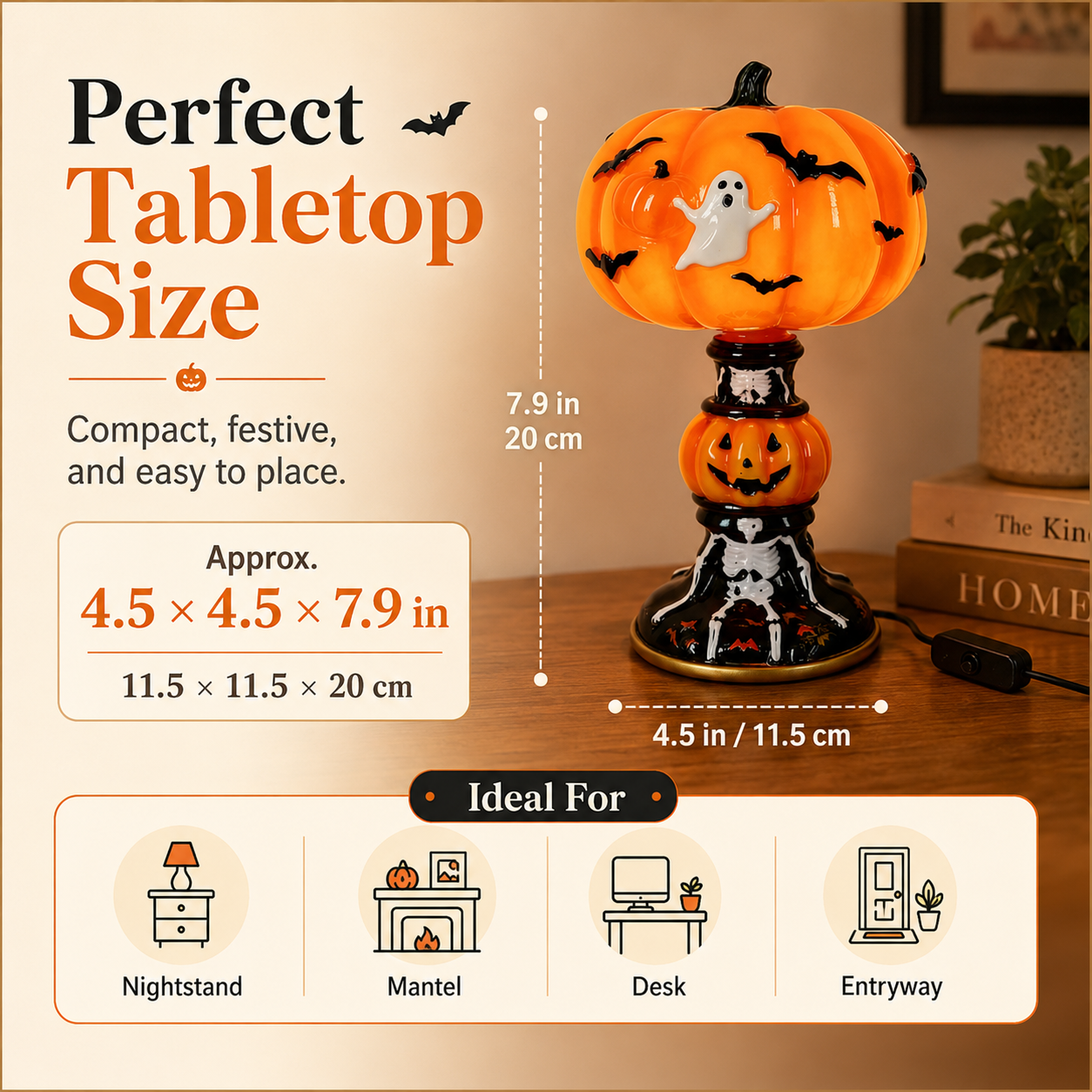 🎃 Light-Up Halloween Pumpkin Ghost Table Lamp