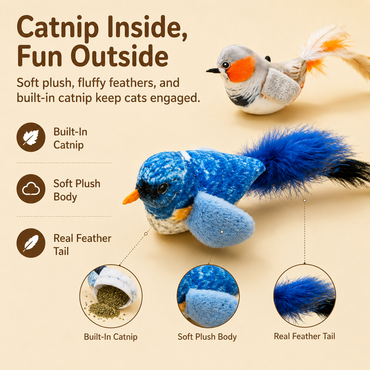 🐦 Chirping Bird Cat Toy
