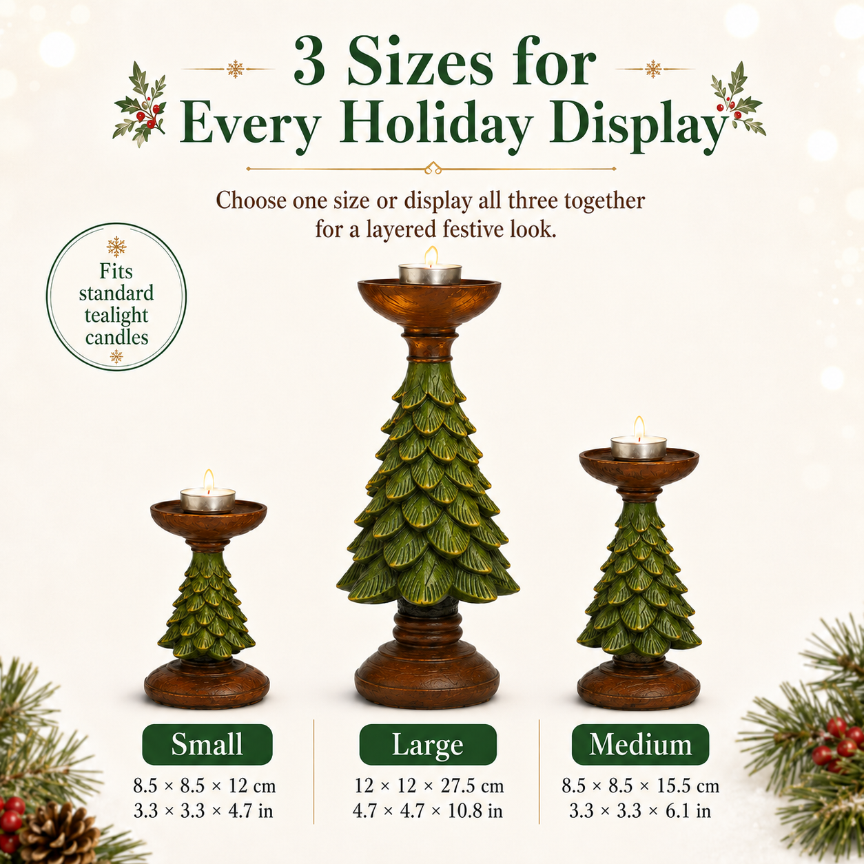 Christmas Tree Candle Holders – Festive Resin Tealight Holders for Holiday Decor