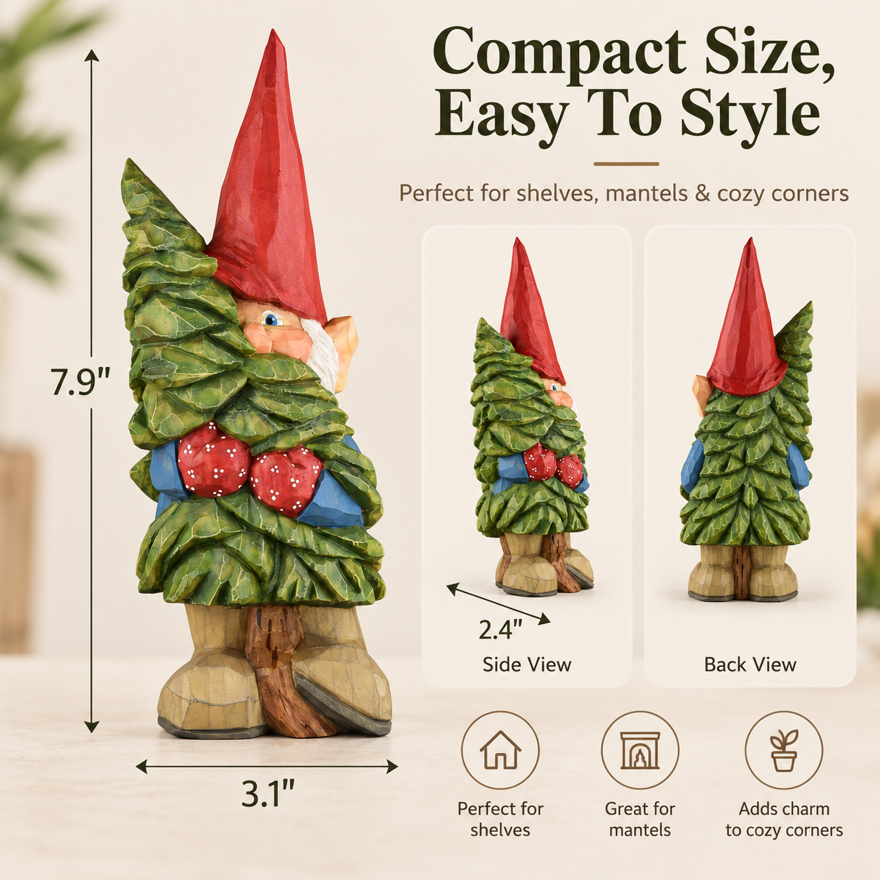 Rustic Woodland Christmas Gnome Figurine