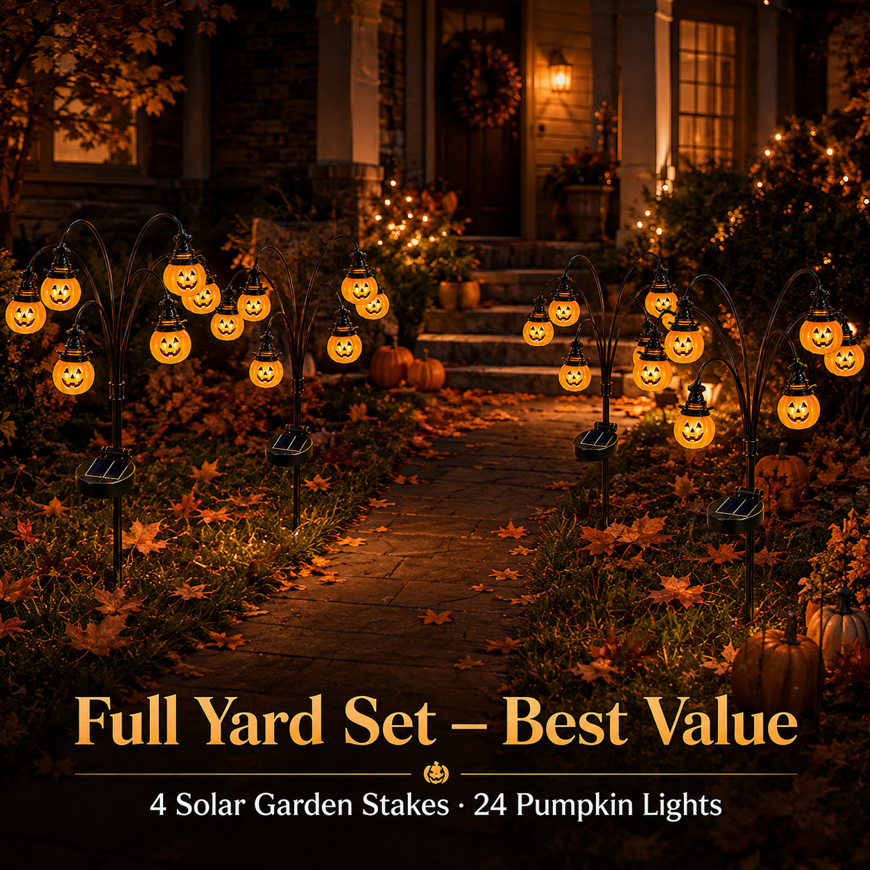 Solar-Powered Halloween Pumpkin Garden Stake Light