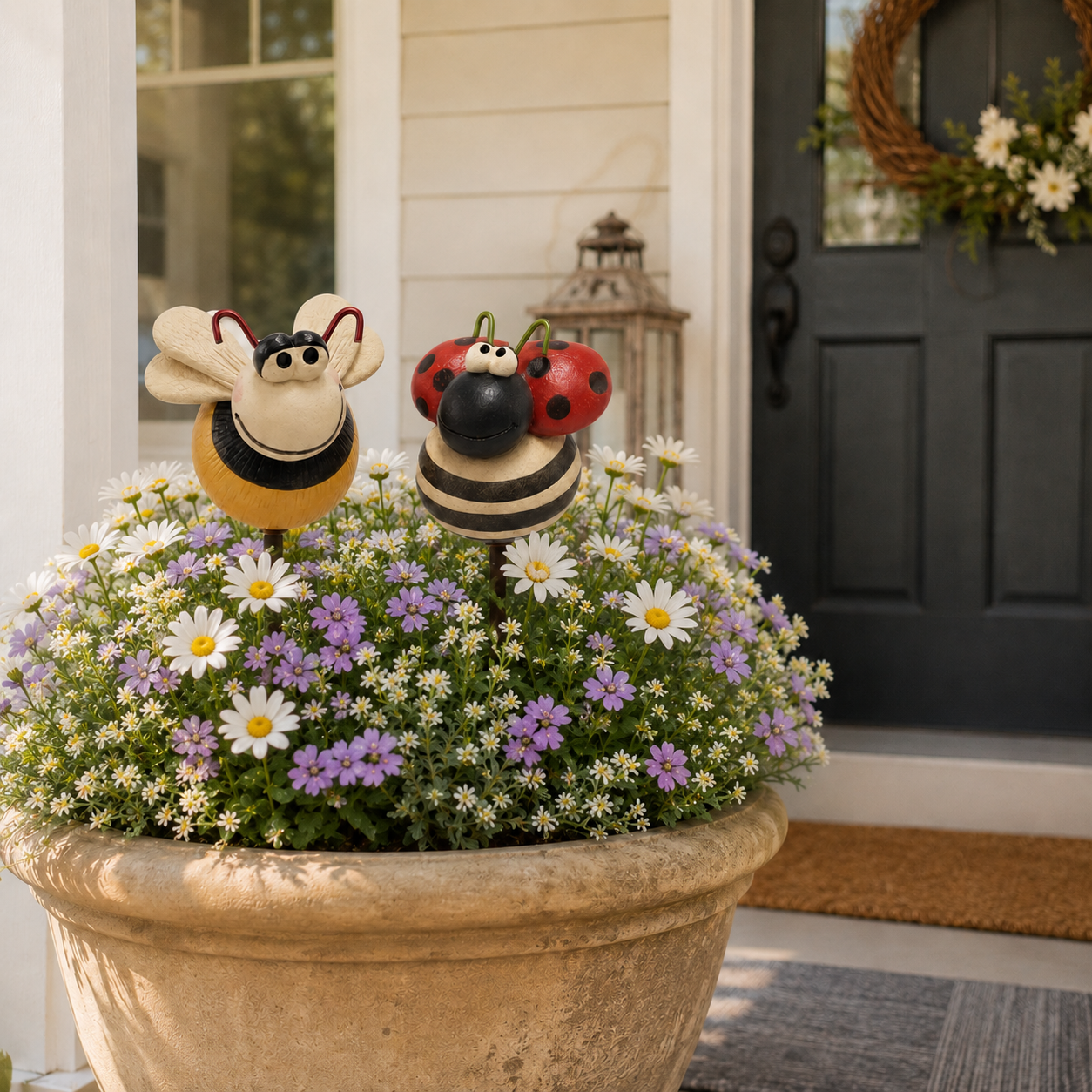 Happy Garden Friends Bee & Ladybug Stake Set