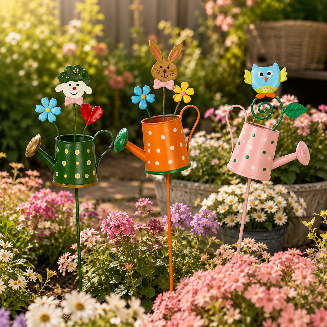 🌼 6-Piece Whimsical Watering Can Plant Stakes