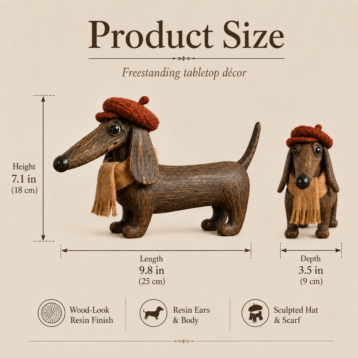 Rustic Gentleman Dachshund Resin Figurine