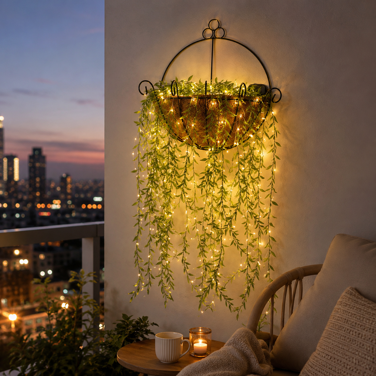 Cascading Willow Glow Hanging Basket