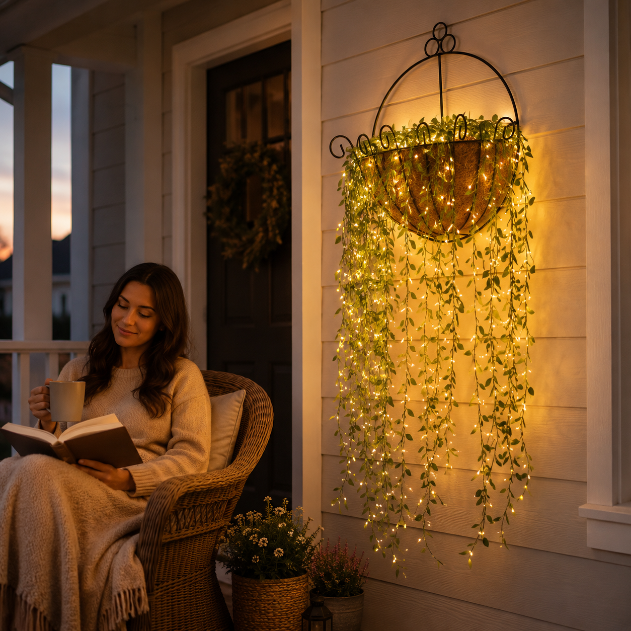 Cascading Willow Glow Hanging Basket