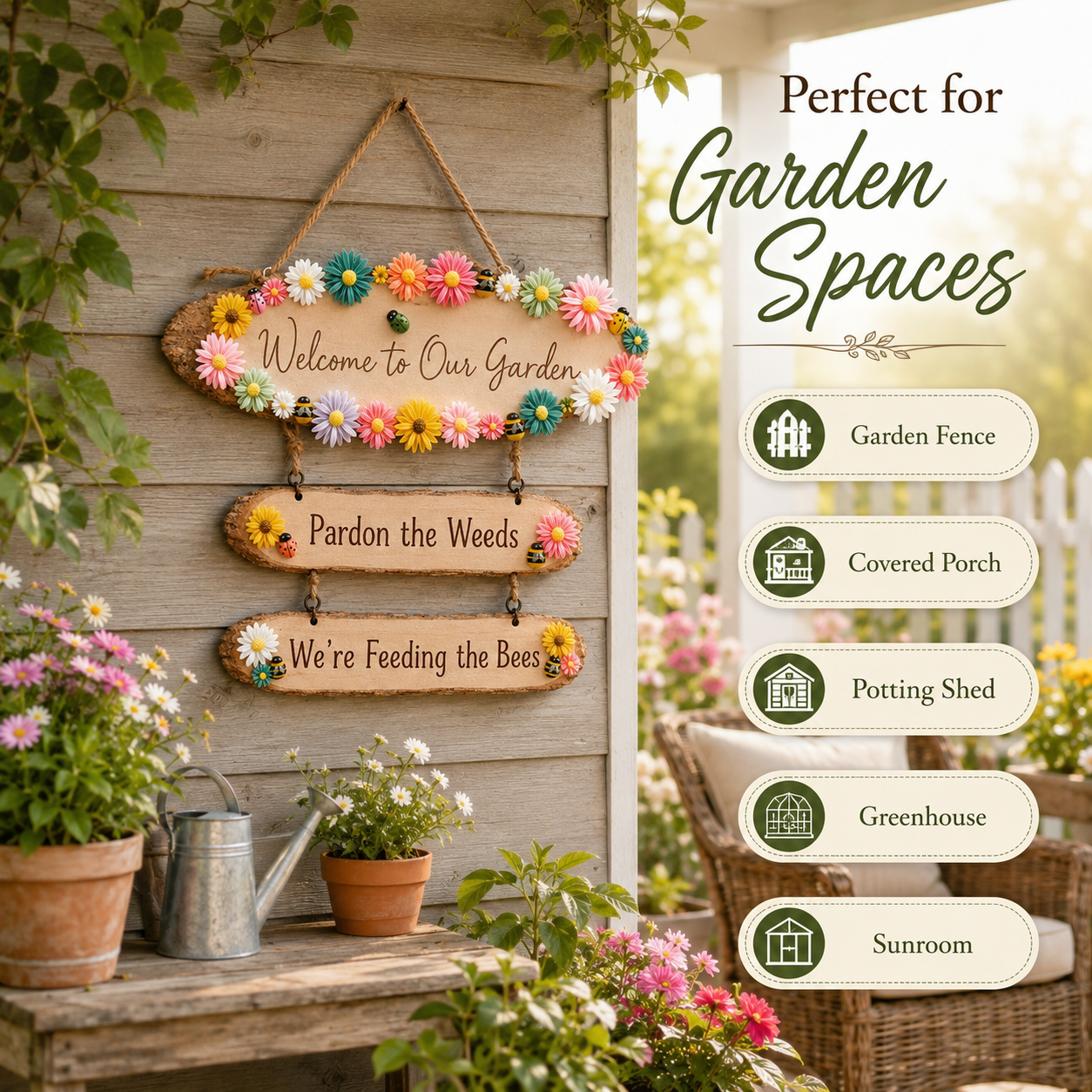 Pardon the Weeds, We’re Feeding the Bees Garden Sign 🐝🌼