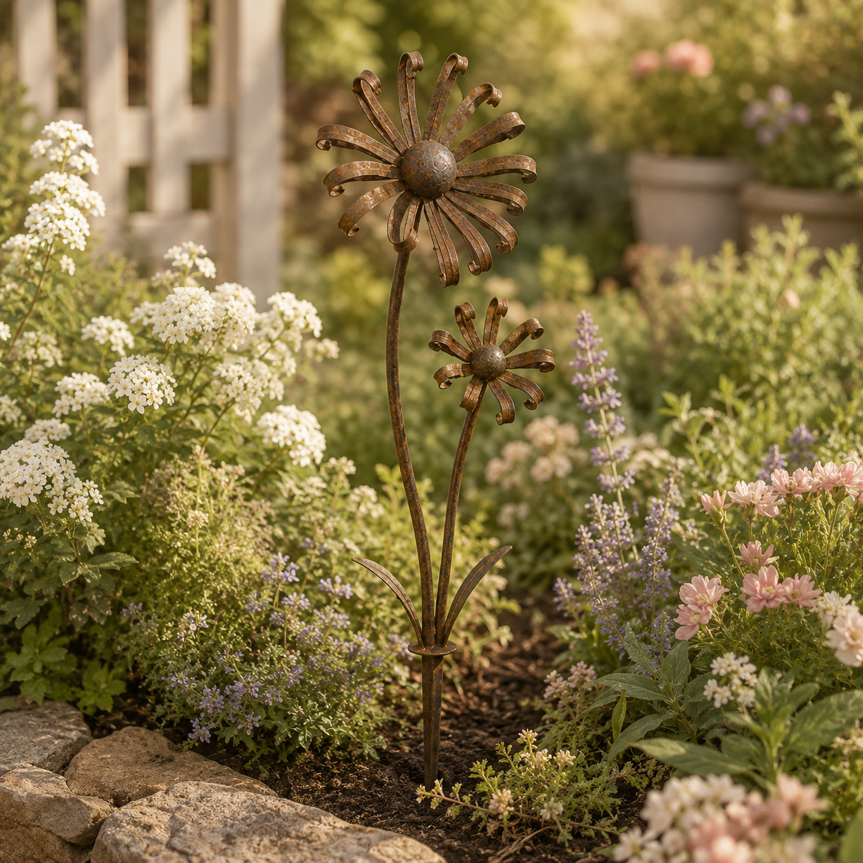 Vintage Metal Flower Garden Stake
