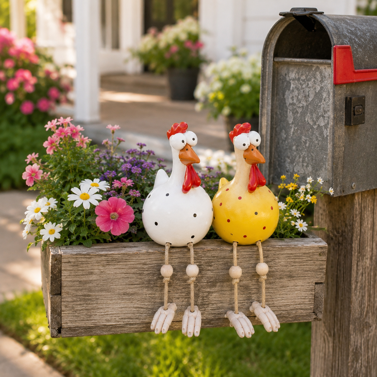 Funny Hanging Leg Rooster Yard Ornament