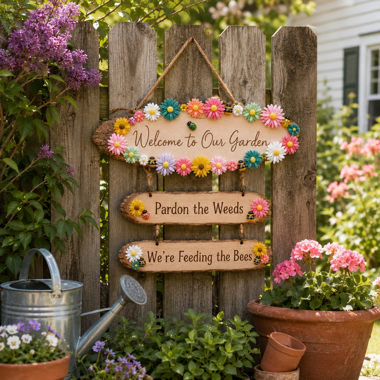 Pardon the Weeds, We’re Feeding the Bees Garden Sign 🐝🌼