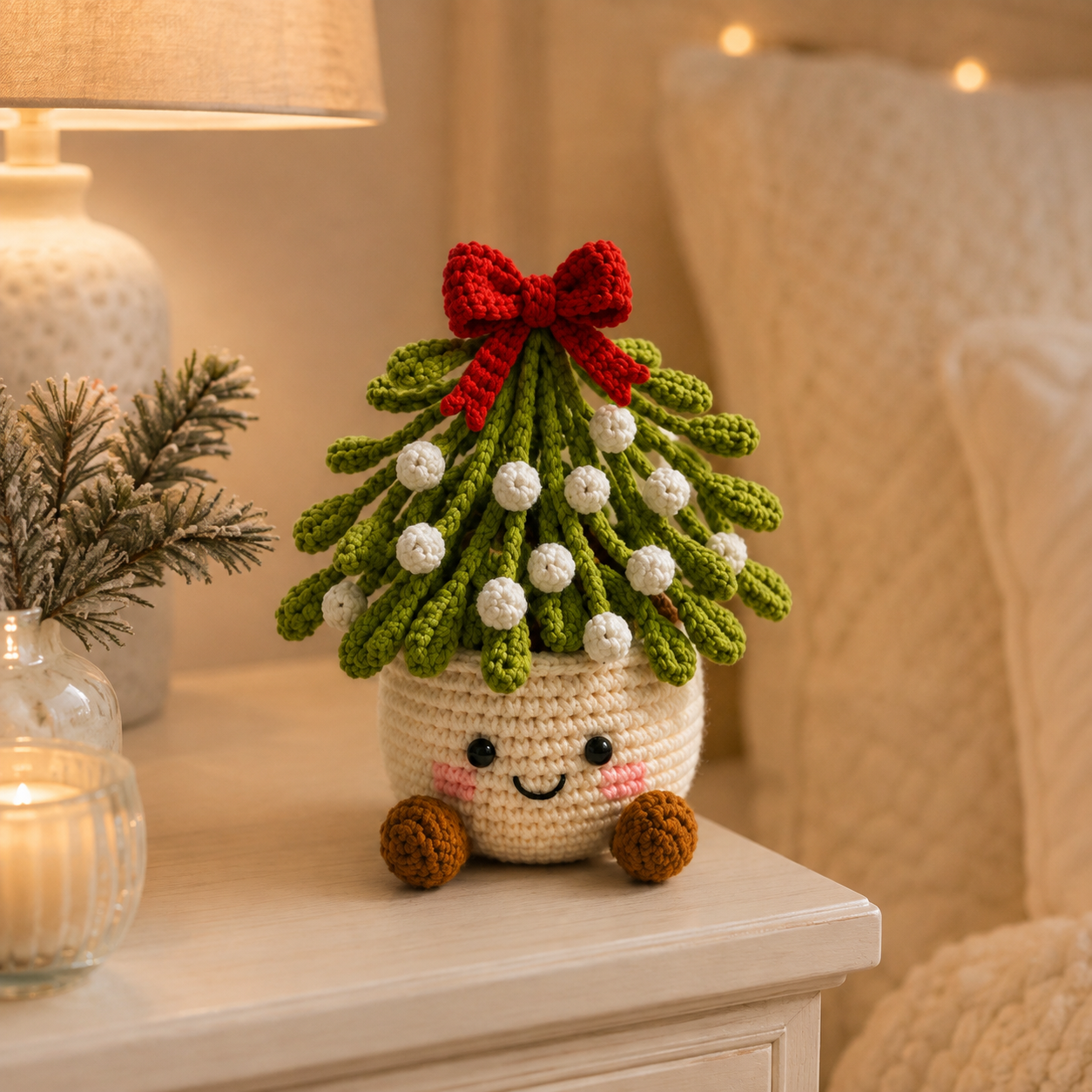 Handmade Crochet Christmas Potted Decor