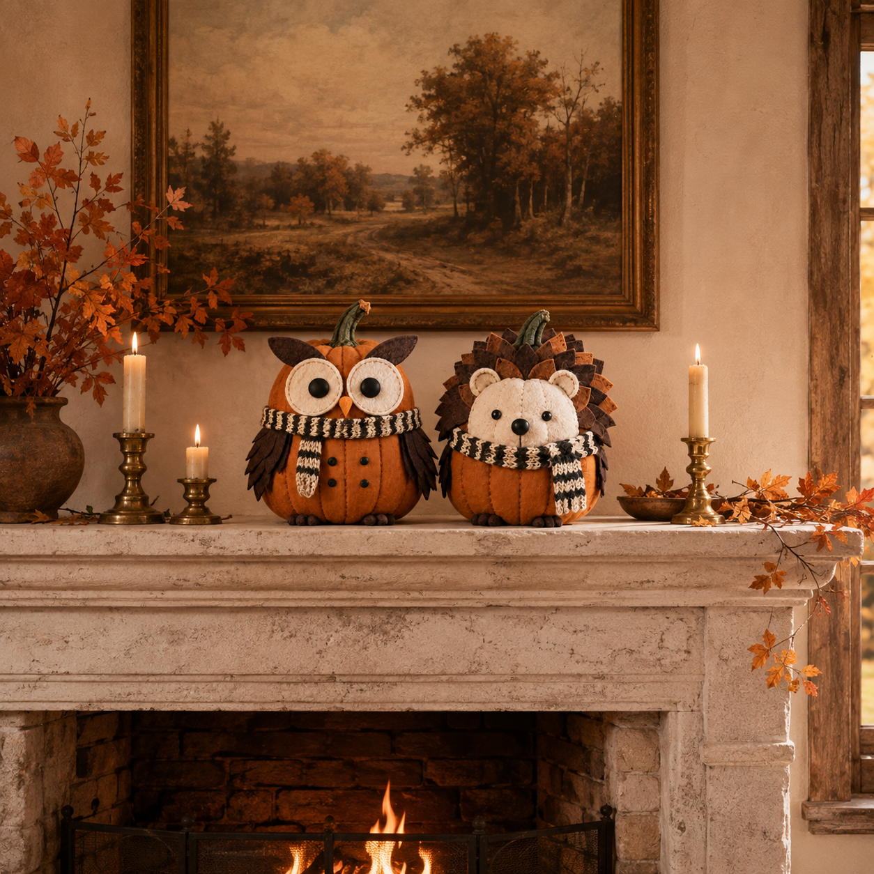 Pumpkin Woodland Friends Fabric Fall Decor