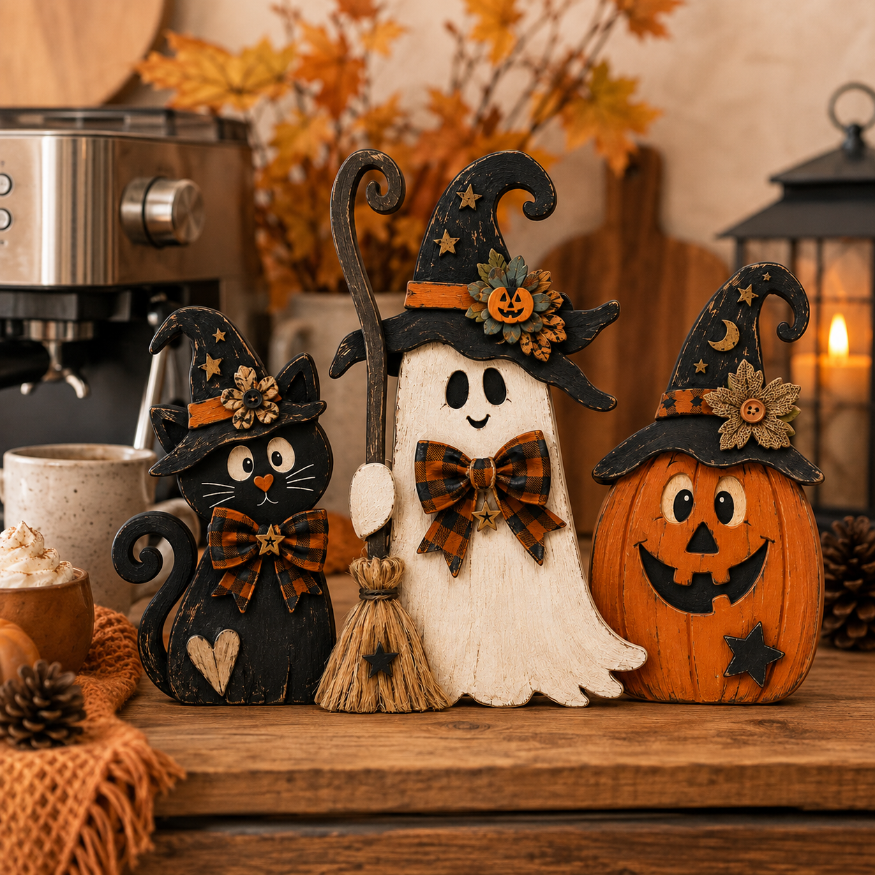 Rustic Halloween Wooden Trio Set