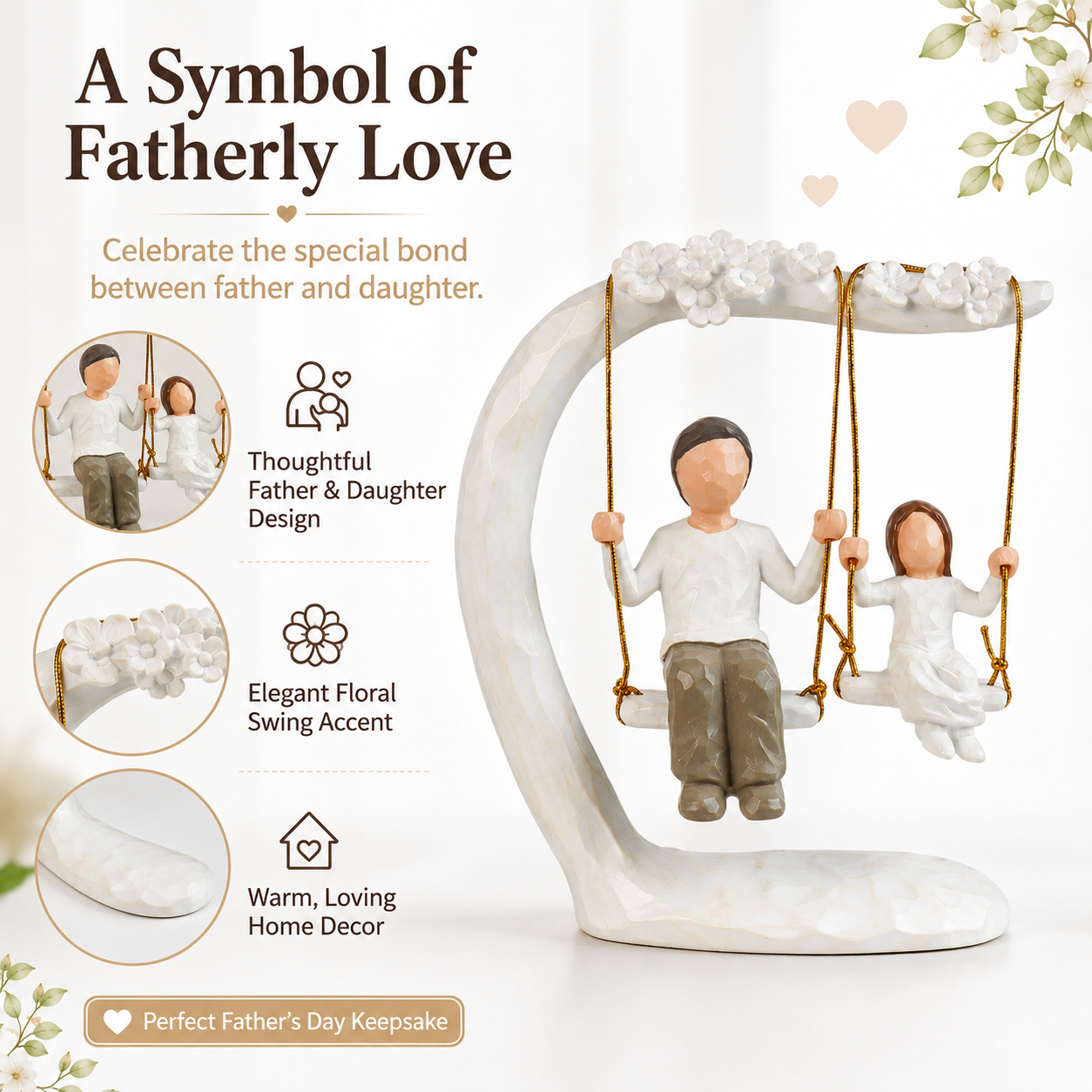 Father & Daughter Swing Resin Figurine – Perfect Father’s Day Gift