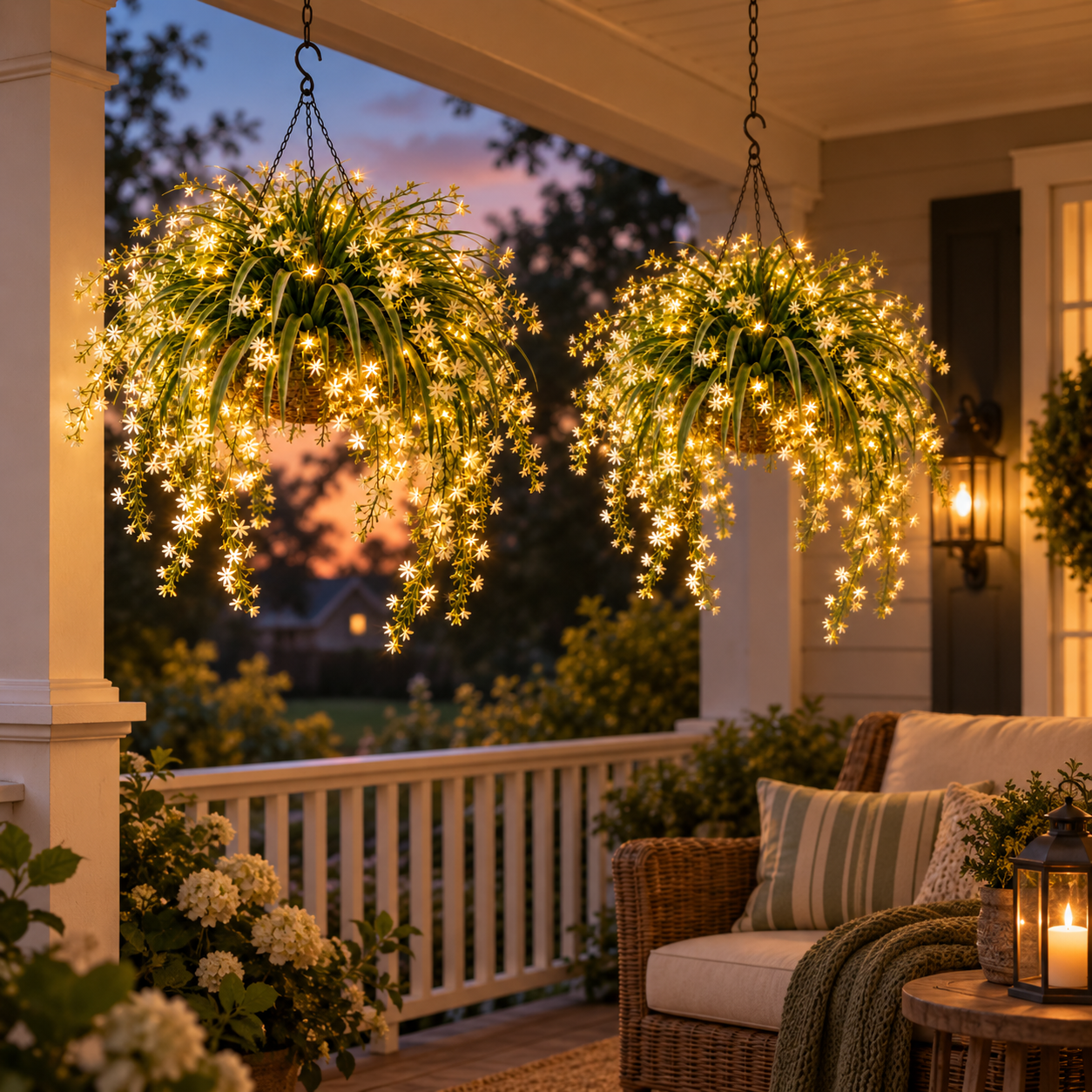 Blooming Fairy Light Hanging Basket