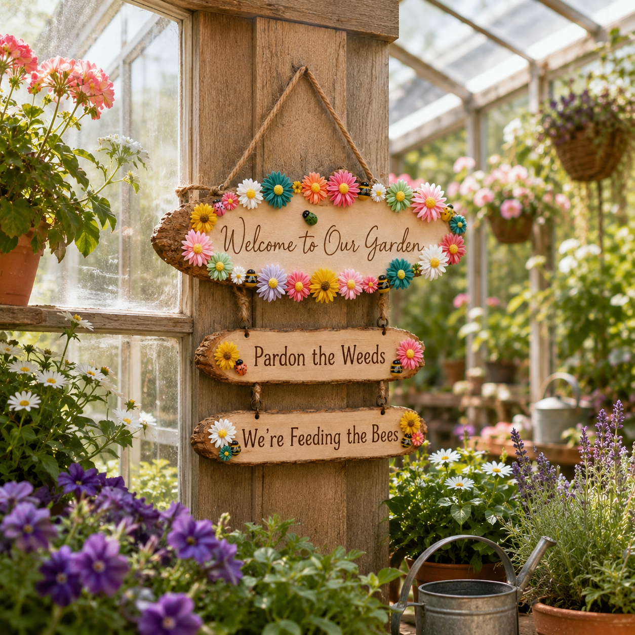 Pardon the Weeds, We’re Feeding the Bees Garden Sign 🐝🌼
