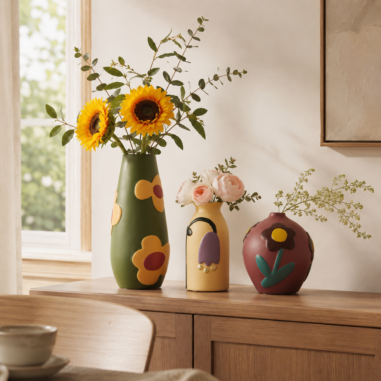 Retro Bloom Sculpted Resin Vase Collection