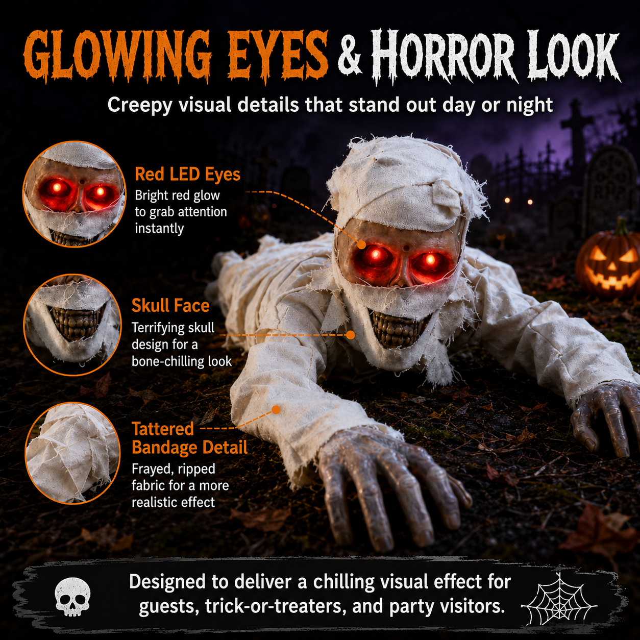 Voice-Controlled Crawling Mummy Halloween Decoration